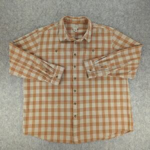 LL Bean Shirt Mens 2XL Tall Brown Tan Plaid Button Down Long Sleeve Pockets